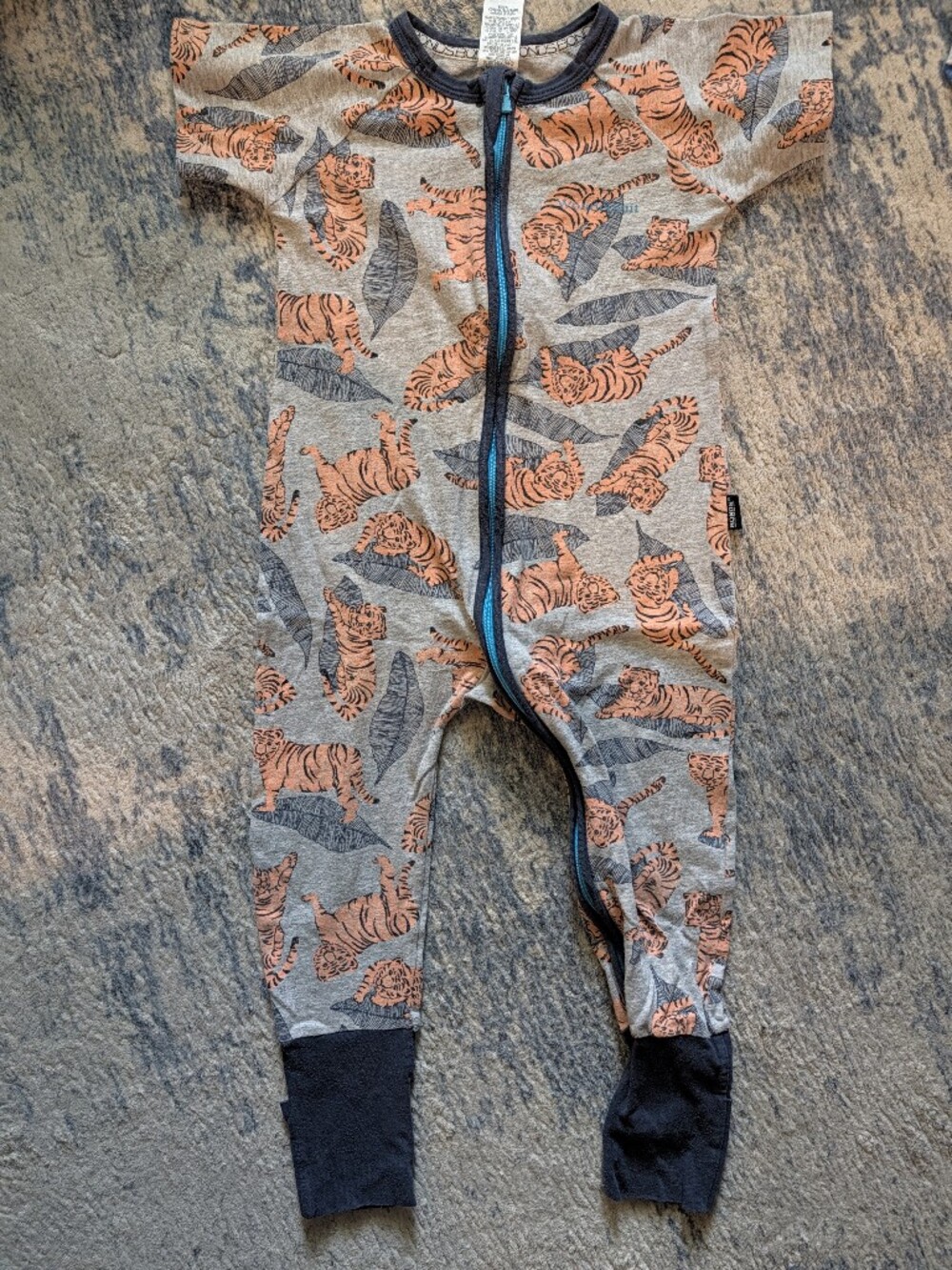 Bonds Gray Zippy in Orange Tiger Print